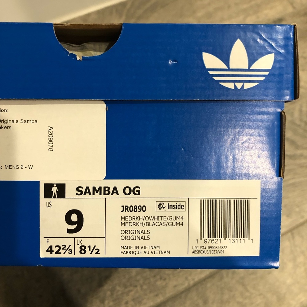 New Adidas Samba OG Sneakers Khaki Gum JR0890 Leather Men’s Shoes Size 9 - Picture 8 of 8